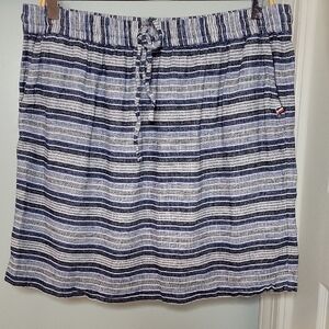 Tommy Hilfiger Striped Navy Blue and White Linen Blend Skirt Sz 14